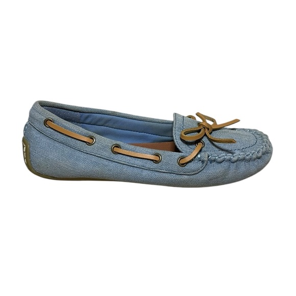 Lucky Brand denim loafers leather bows blue 7 - Picture 5 of 10